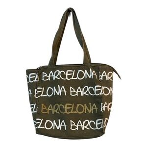 Robin Ruth Barcelona Tote Bag Small Canvas Zipper Closure Olive Green